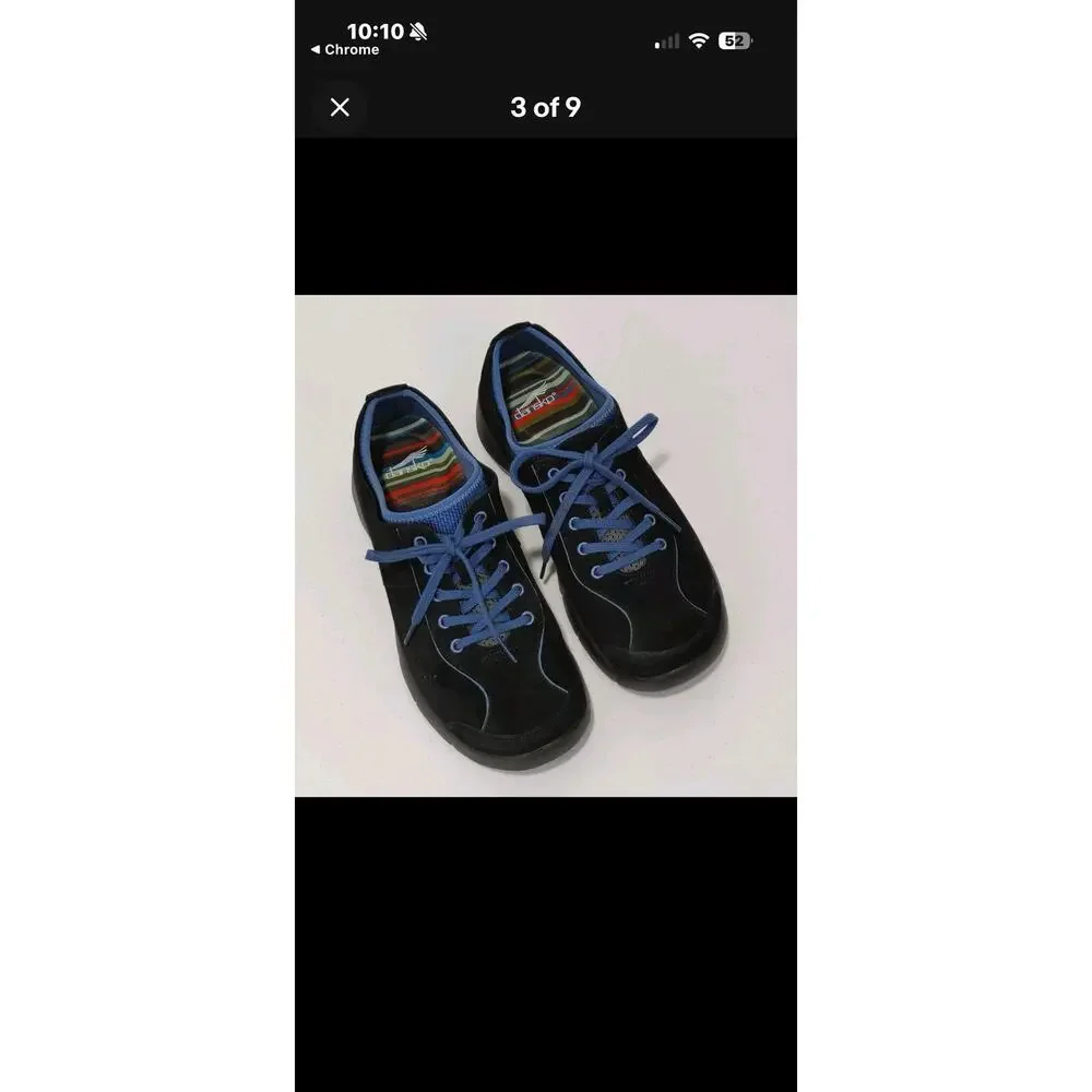 Dansko Black Suede Leather Lace Up Sporty Sneakers Women's  Size 41 /10US